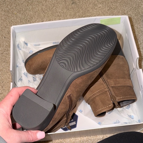 croft & barrow Brown Suede Ankle Booties with Buckle - Picture 2 of 3